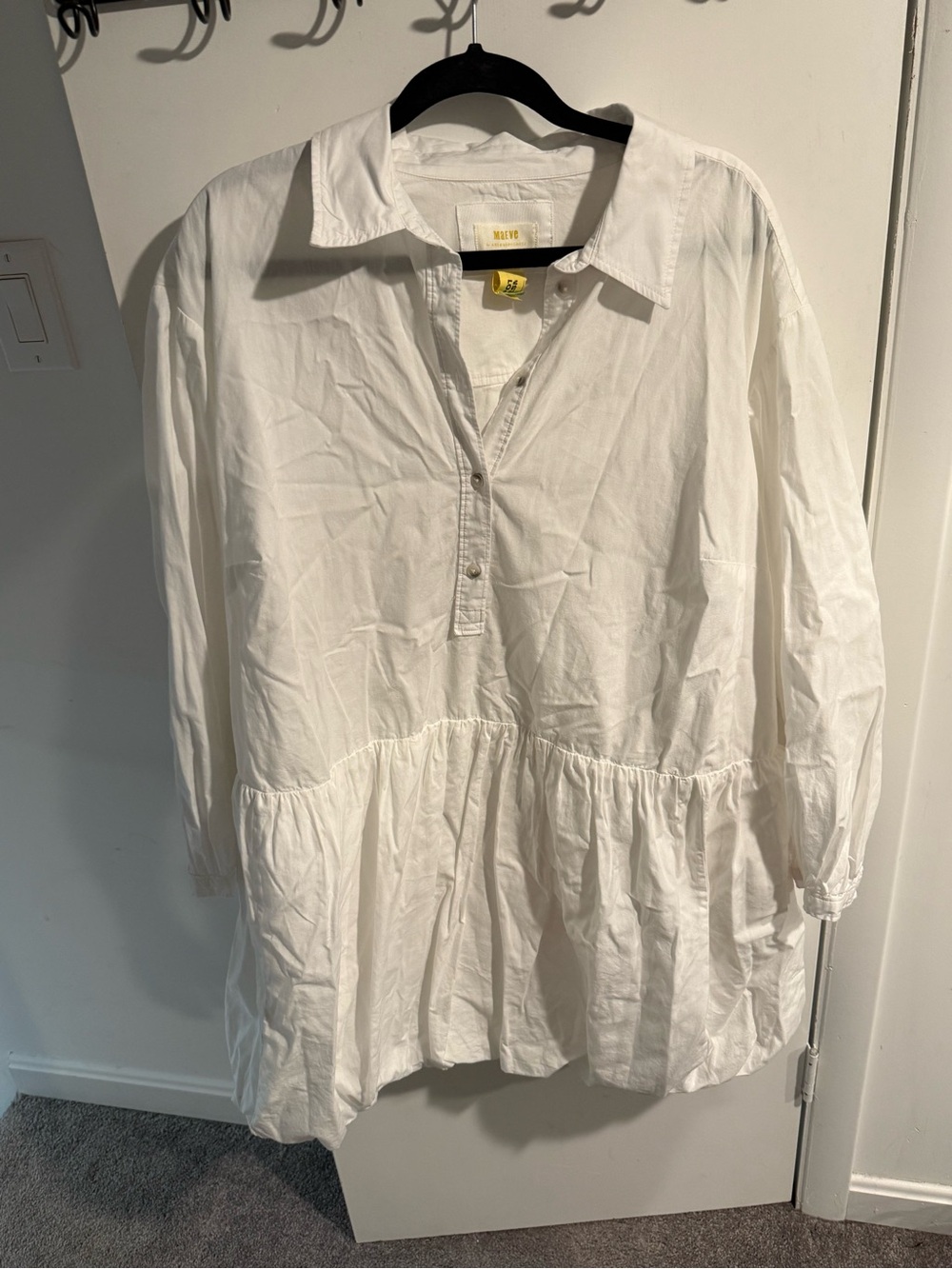 1x Maeve White drop waist bubble shirt dress